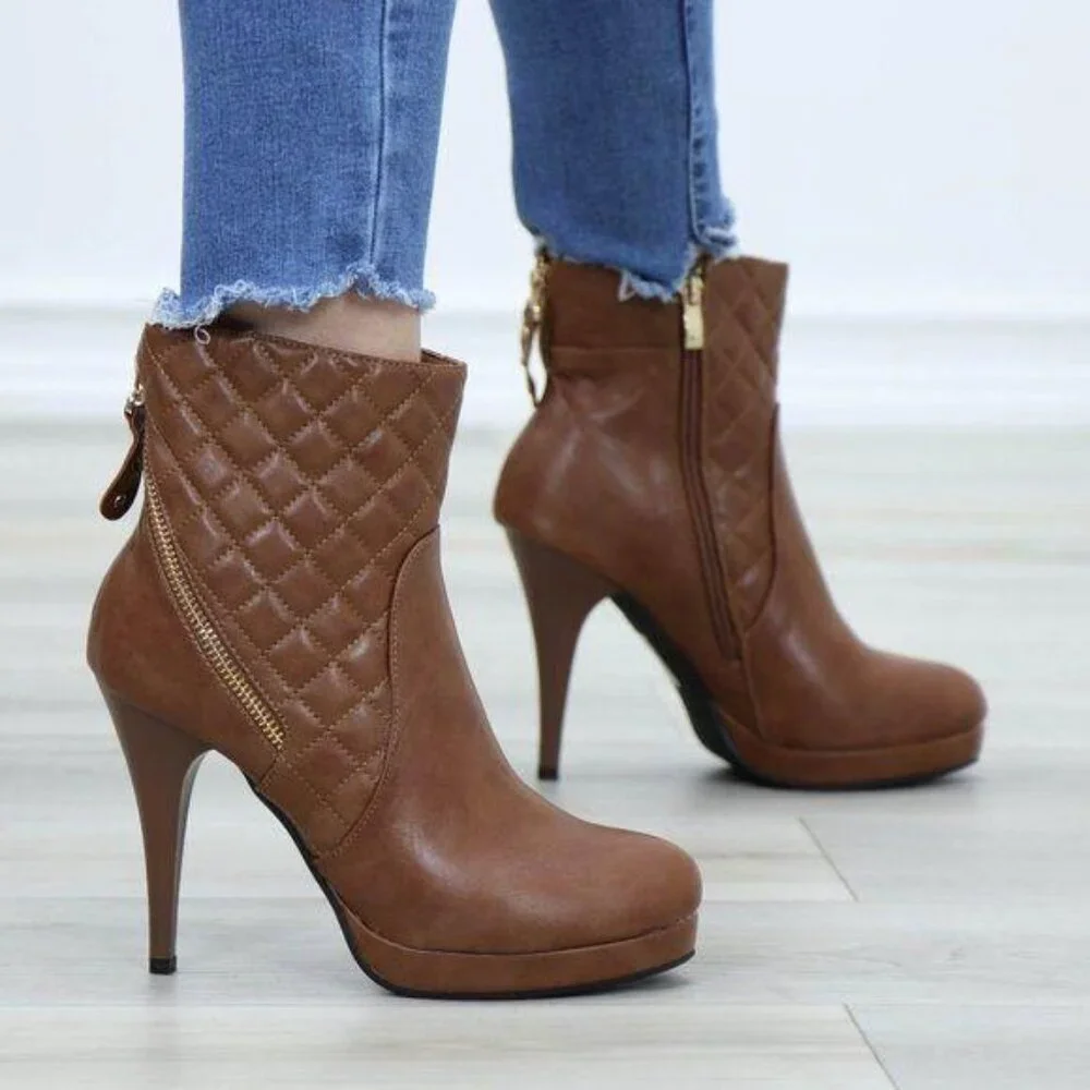 Platform High Heel Ankle Boots Fur inside - Picture 6 of 15